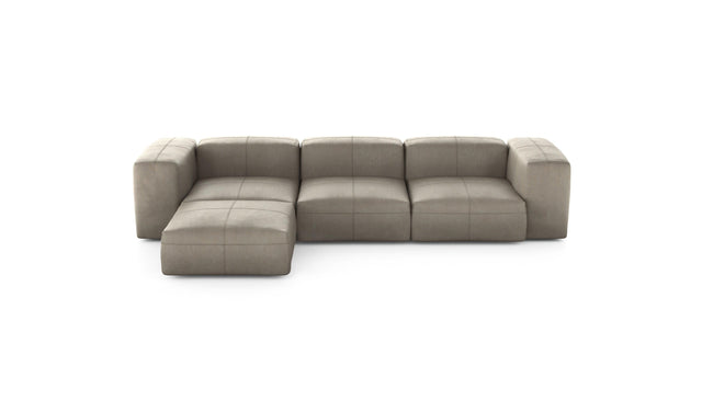 Preset four module chaise sofa - leather - beige - 314cm x 199cm