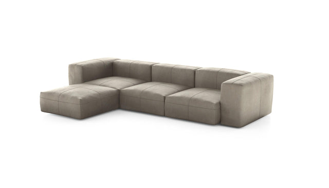 Preset four module chaise sofa - leather - beige - 314cm x 199cm