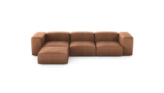 Preset four module chaise sofa - leather - brown - 314cm x 199cm