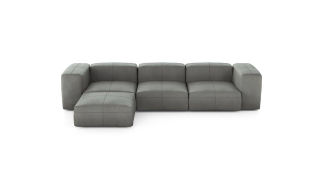 Preset four module chaise sofa - leather - light grey - 314cm x 199cm