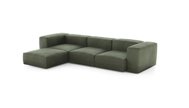 Preset four module chaise sofa - leather - olive - 314cm x 199cm