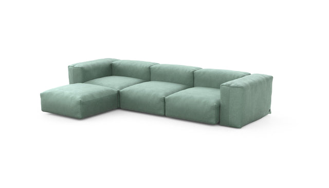 Preset four module chaise sofa - velvet - mint - 314cm x 199cm