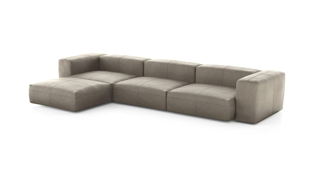 Preset four module chaise sofa - leather - beige - 377cm x 199cm