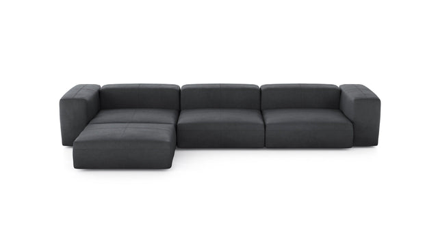 Preset four module chaise sofa - leather - dark grey - 377cm x 199cm