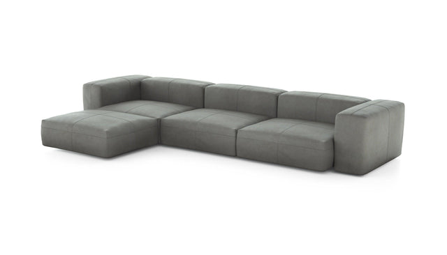 Preset four module chaise sofa - leather - light grey - 377cm x 199cm