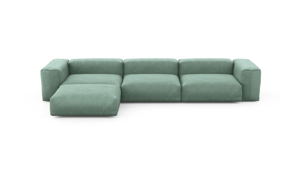 Preset four module chaise sofa - velvet - mint - 377cm x 199cm