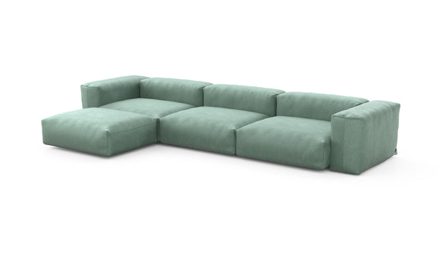 Preset four module chaise sofa - velvet - mint - 377cm x 199cm