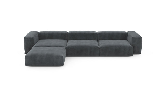 four module chaise sofa - cord velour - dark grey - 377cm x 241cm