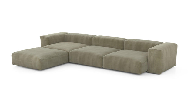 Preset four module chaise sofa - cord velours - khaki - 377cm x 241cm