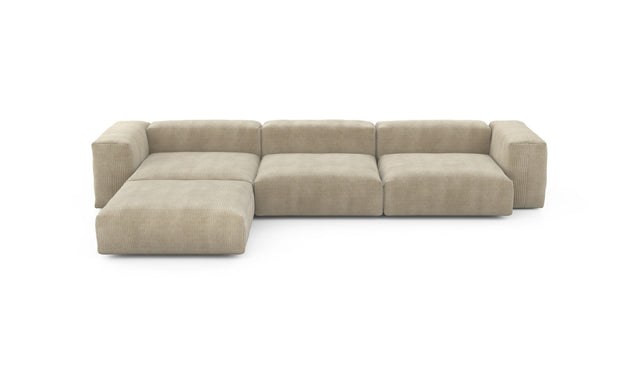 Preset four module chaise sofa - cord velours - sand - 377cm x 241cm