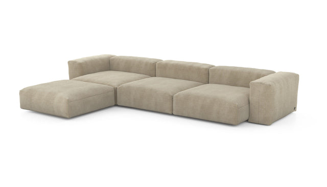 Preset four module chaise sofa - cord velours - sand - 377cm x 241cm