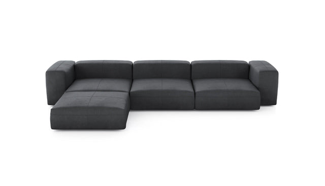 Preset four module chaise sofa - leather - dark grey - 377cm x 241cm