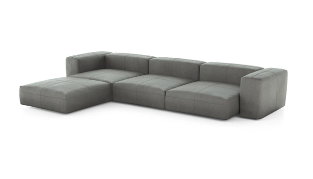 Preset four module chaise sofa - leather - light grey - 377cm x 241cm