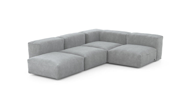 Preset four module corner sofa - cord velours - light grey - 199cm x 283cm