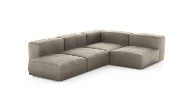 Preset four module corner sofa - leather - beige - 199cm x 283cm