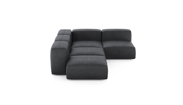 Preset four module corner sofa - leather - dark grey - 199cm x 283cm