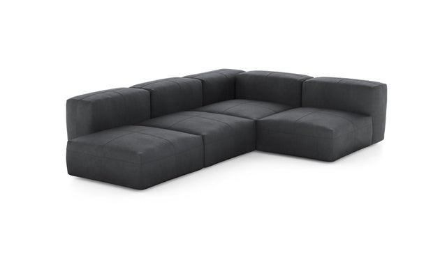 Preset four module corner sofa - leather - dark grey - 199cm x 283cm