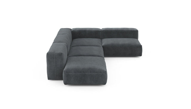 Preset four module corner sofa - cord velours - dark grey - 220cm x 346cm