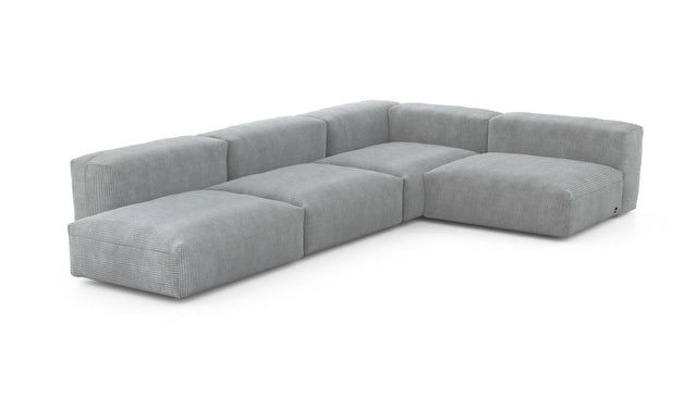 Preset four module corner sofa - cord velours - light grey - 220cm x 346cm