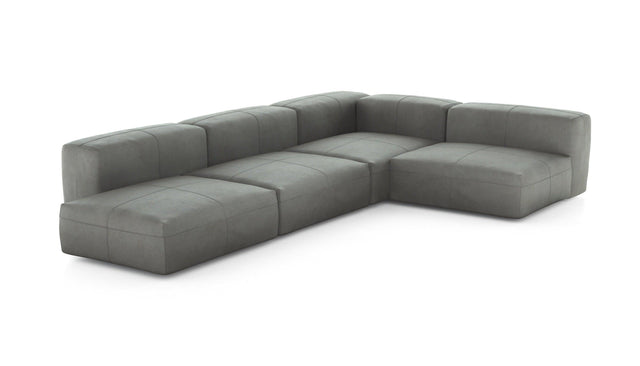 Preset four module corner sofa - leather - light grey - 220cm x 346cm