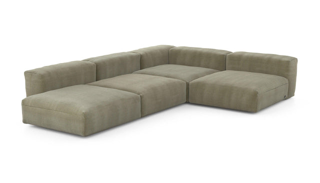 Preset four module corner sofa - cord velours - khaki - 241cm x 346cm