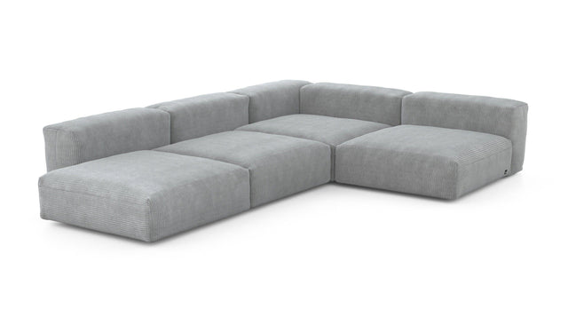 Preset four module corner sofa - cord velours - light grey - 241cm x 346cm