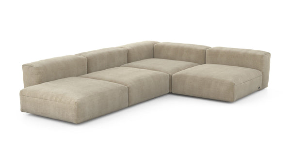 Preset four module corner sofa - cord velours - sand - 241cm x 346cm