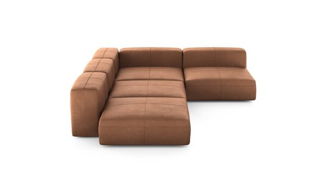 Preset four module corner sofa - leather - brown - 241cm x 346cm