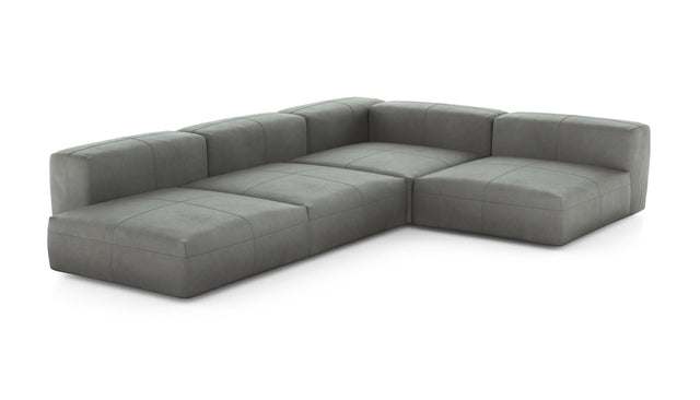 Preset four module corner sofa - leather - light grey - 241cm x 346cm