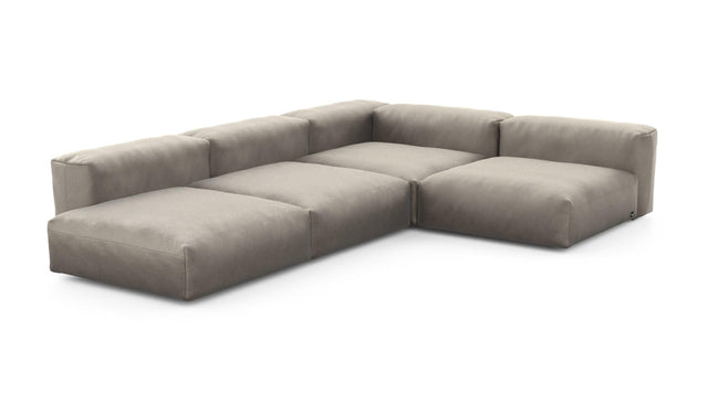 Preset four module corner sofa - velvet - stone - 241cm x 346cm