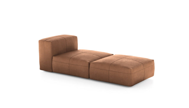 Preset lounger - leather - brown - 199cm x 84cm