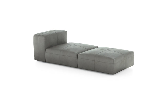 Preset lounger - leather - light grey - 199cm x 84cm