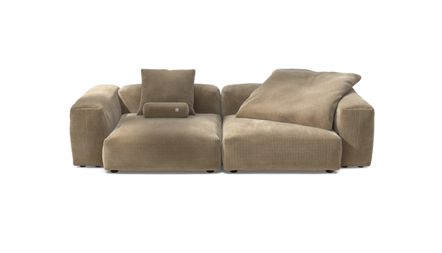 vetsak | Sofa Set 02 Large - Cord Velour - Sand | Modular Sofa | 3.5 Seater | Big Sofa