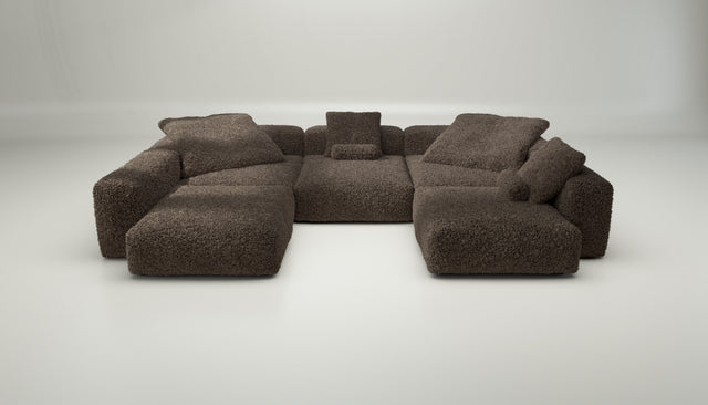 vetsak | Sofa Set 06 - doodle - cacao | Modular Sofa | 6.5 Seater | Big Sofa | U-Shape | Corner Sofa