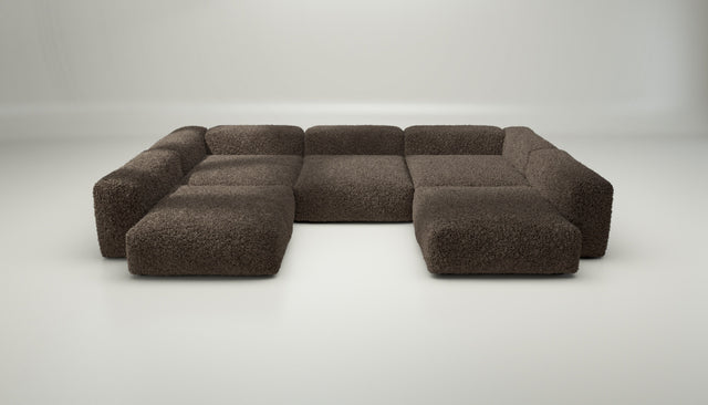 vetsak | Sofa Set 06 - doodle - cacao | Modular Sofa | 6.5 Seater | Big Sofa | U-Shape | Corner Sofa