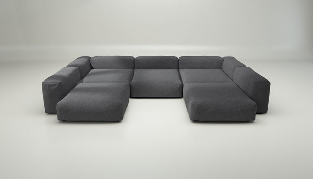 vetsak | Sofa Set 06 - loop loop - anthracite | Modular Sofa | 6.5 Seater | Big Sofa | U-Shape | Corner Sofa