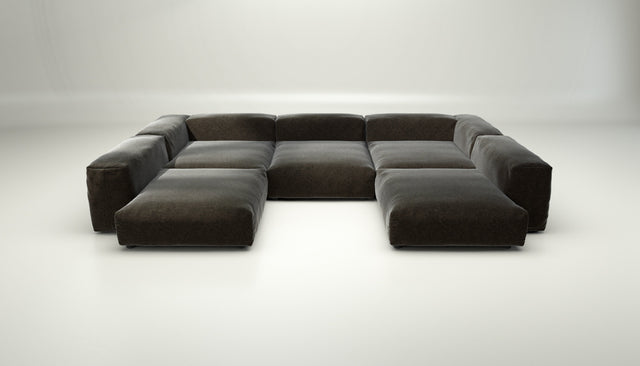 vetsak | Sofa Set 06 - suave - anthracite | Modular Sofa | 6.5 Seater | Big Sofa | U-Shape | Corner Sofa