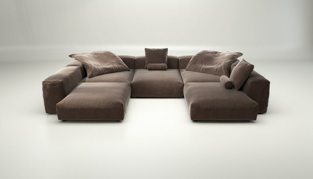 vetsak | Sofa Set 06 - suave - espresso | Modular Sofa | 6.5 Seater | Big Sofa | U-Shape | Corner Sofa