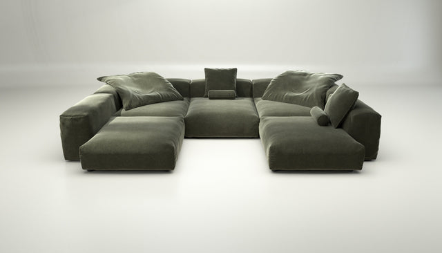 vetsak | Sofa Set 06 - suave - pine | Modular Sofa | 6.5 Seater | Big Sofa | U-Shape | Corner Sofa