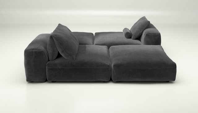 vetsak | Sofa Set 08 - Daybed - cord velour - dark grey | Modular Sofa | 6 Seater | Outdoor Island | Double lounger