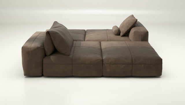 vetsak | Sofa Set 08 - Daybed - leather - cacao | Modular Sofa | 6 Seater | Outdoor Island | Double lounger