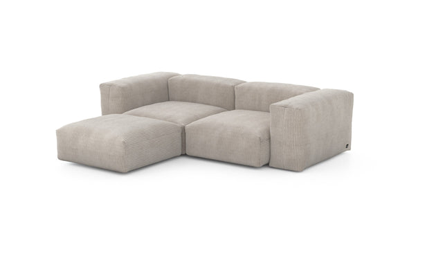 Preset three module chaise sofa - cord velours - platinum - 230cm x 199cm