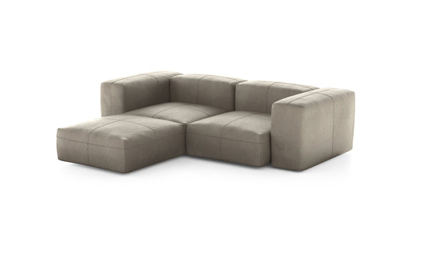 Preset three module chaise sofa - leather - beige - 230cm x 199cm