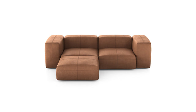 Preset three module chaise sofa - leather - brown - 230cm x 199cm