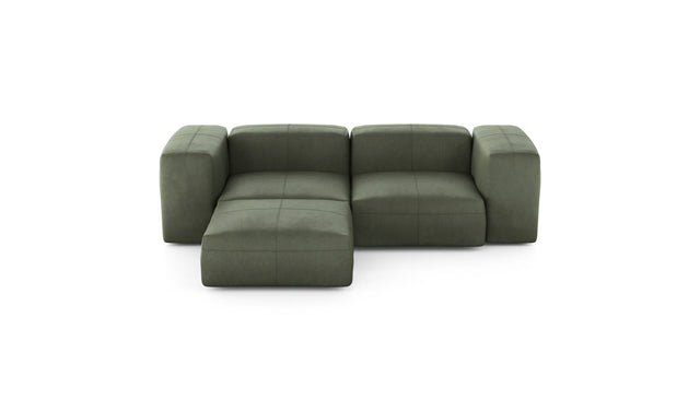 Preset three module chaise sofa - leather - olive - 230cm x 199cm