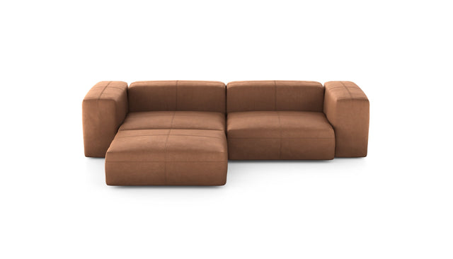 Preset three module chaise sofa - leather - brown - 272cm x 199cm