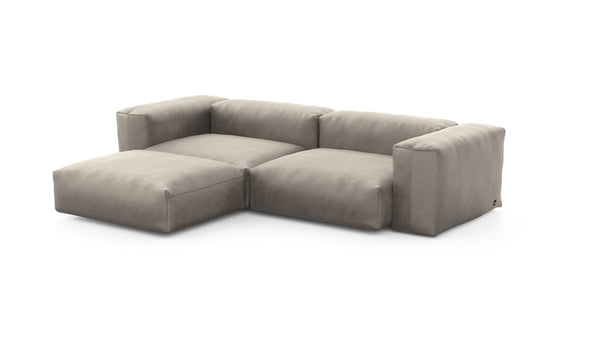 Preset three module chaise sofa - velvet - stone - 272cm x 199cm
