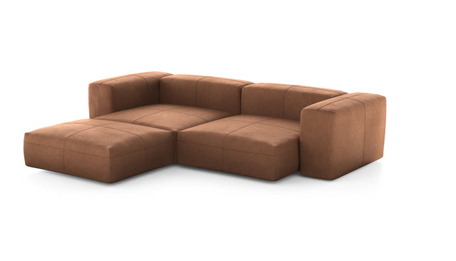 Preset three module chaise sofa - leather - brown - 272cm x 220cm