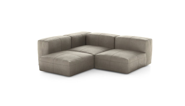 Preset three module corner sofa - leather - beige - 199cm x 199cm