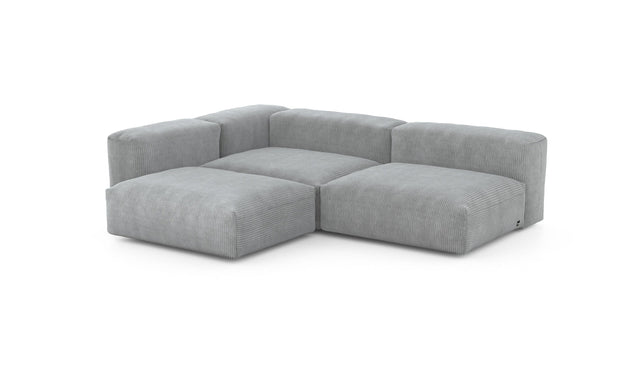 Preset three module corner sofa - cord velours - light grey - 220cm x 220cm